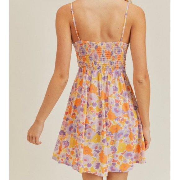 ❌SOLD OUT❌ SPRING BLISS FLORAL RUFFLE MINI DRESS - Picture 2 of 2